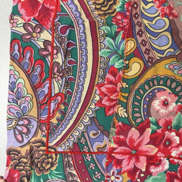 Vtg Cannon Floral Pillow Cases Pair Pointsetta Red Xmas Holiday Sham 30.5x24.5 - Picture 5 of 9